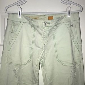 *Anthropologie* Mint green, distressed pants